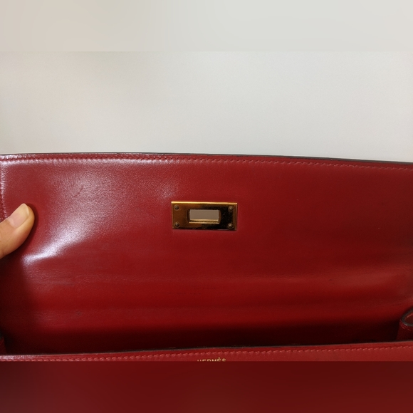 Hermes Rouge H Kelly 32, Sellier Box Leather - Picture 6 of 15